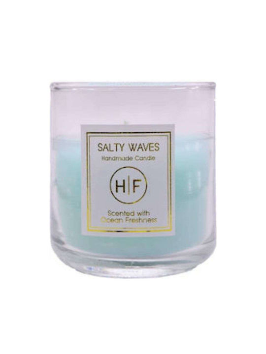 HF Scented Candle Jar with Scent Ocean Freshness Turquoise 140gr 1pcs