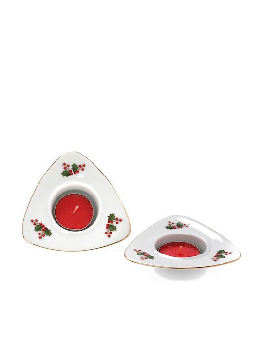 Cryspo Trio Crăciun Ceramic Suport pentru lumânare Alb