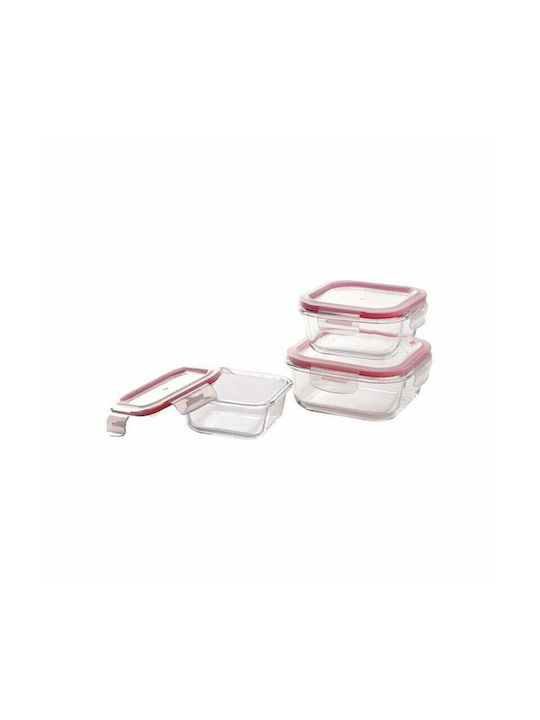 Bergner Lunch Box Glass Κόκκινο 3pcs