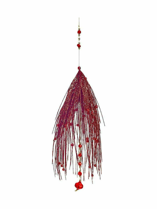 JK Home Decoration Χριστουγεννιάτικη Πλαστική Φιγούρα Κρεμαστό Οροφής Μπορντό Ύψους 45εκ. 6τμχ
