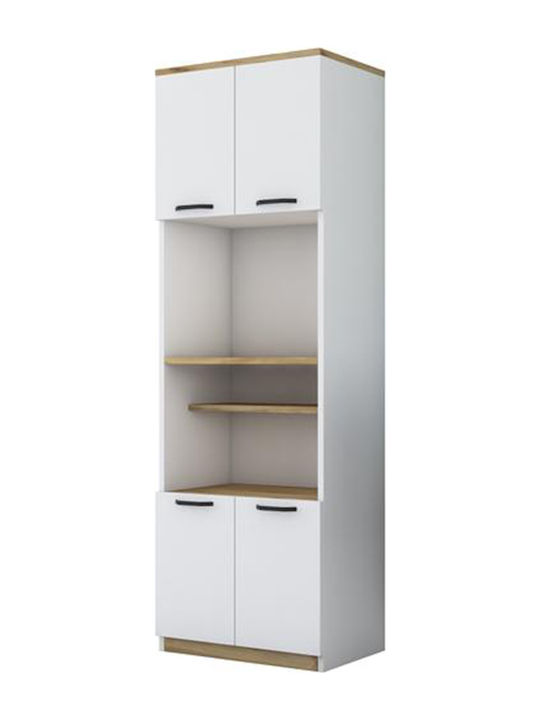 Rowan Floor Tall Cupboards Λευκό / Καρυδί L60xW42xH182cm