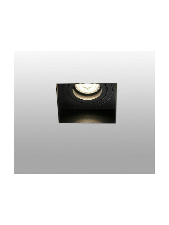 Faro Barcelona Hyde Pătrat Metalic Spot Încorporat cu Soclu GU10 Negru 8.2x8.2cm. 1buc