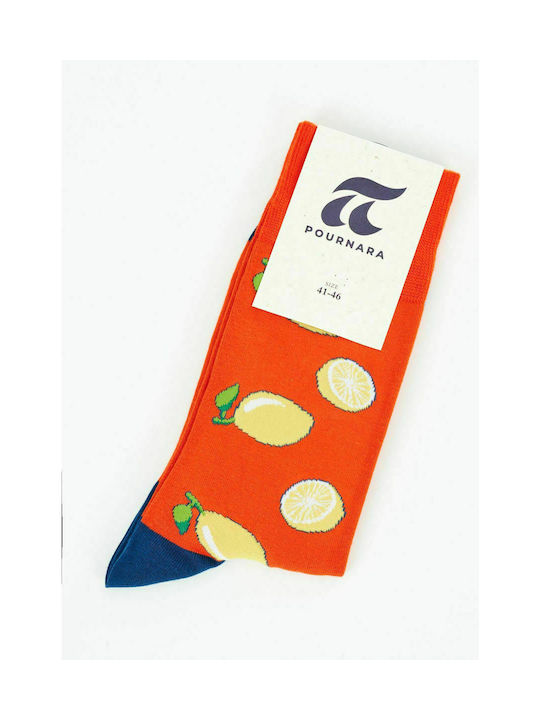 Pournara Λεμόνια Men's Patterned Socks Orange