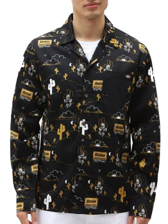 Long Sleeve Cotton Overshirt in Regular Fit Black