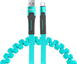 AMiO Spiral USB 2.0 Cable USB-C male - USB-A male Turquoise 1.2m (02531/AM)