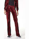 Basic Velveteen Sweatpants Flared Velvet Burgundy