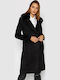 Women's Black Coat with Fur Details