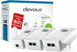 Devolo Magic 2 WiFi 6 Powerline Τριπλού Kit για Ασύρματη Σύνδεση Wi‑Fi 6 με Passthrough Πρίζα και 2 Θύρες Gigabit Ethernet