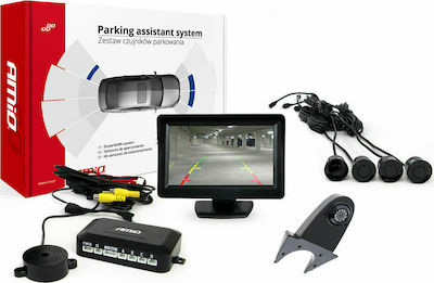 AMiO Σύστημα Παρκαρίσματος Αυτοκινήτου με Κάμερα / Οθόνη / Buzzer και 4 Αισθητήρες 22mm σε Μαύρο Χρώμα /AM