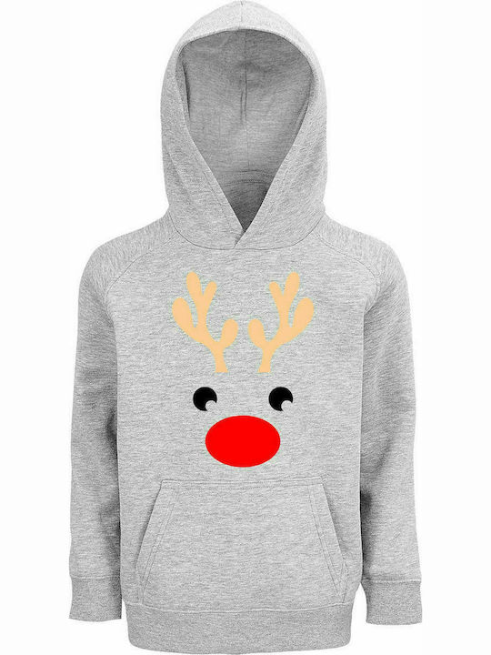 Παιδικό Φούτερ, Organic " Rudolph The Red Nosed Reindeer, Christmas ", Grey Melange