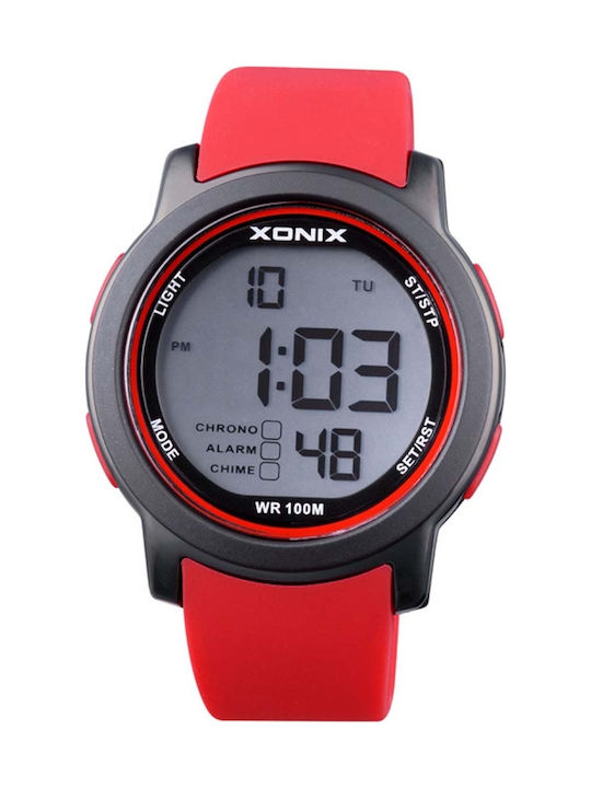 Xonix Ψηφιακό Ρολόι Μπαταρίας με Καουτσούκ Λουράκι σε Κόκκινο χρώμα