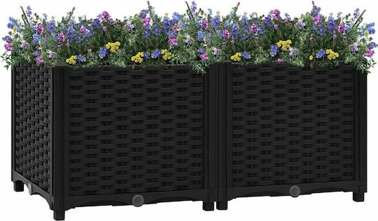 vidaXL Planter Box Plastic Negru 80x40x38cm.