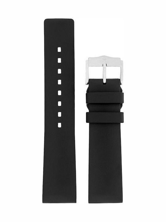 Hirsch Pure Long Καουτσούκ Λουράκι Μαύρο 20mm