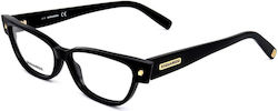 Dsquared2 Women's Acetate Cat Eye Prescription Eyeglass Frames Black DQ5300 001