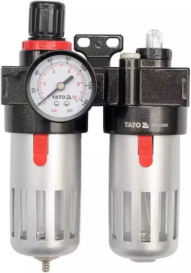 Yato YT-2385 Ρυθμιστής Αερίου με Μανόμετρο, Υδατοπαγίδα & Ελαιολιπαντήρα 1/4''