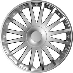 AMiO Car Hubcap Set Crystal 15" 1pc Silver /AM