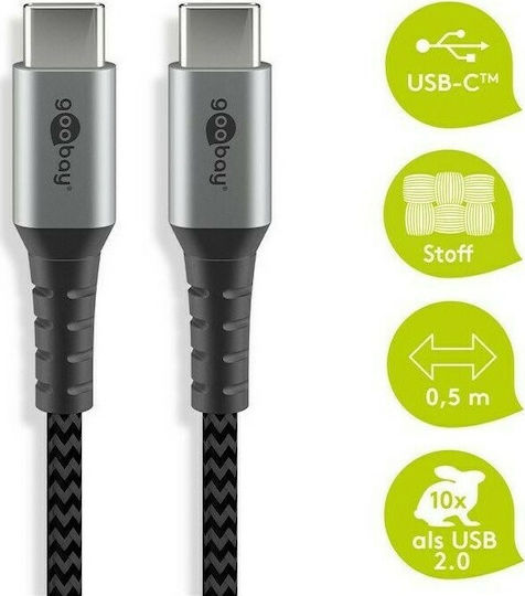 Goobay Braided USB 2.0 Cable USB-C Male - USB-C 60W PD Gray 0.5m
