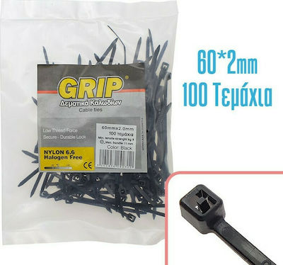 Grip Δεματικά Καλωδίων 60x2mm Μαύρο 100τμχ