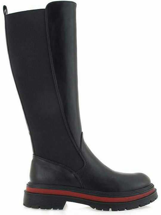 Synthetic Leather Medium Heel Women's Boots with Rubber / Zipper Black
