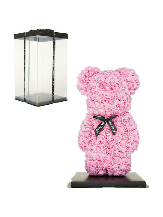 Rosa Teddybär mit Rosen 35cm OM