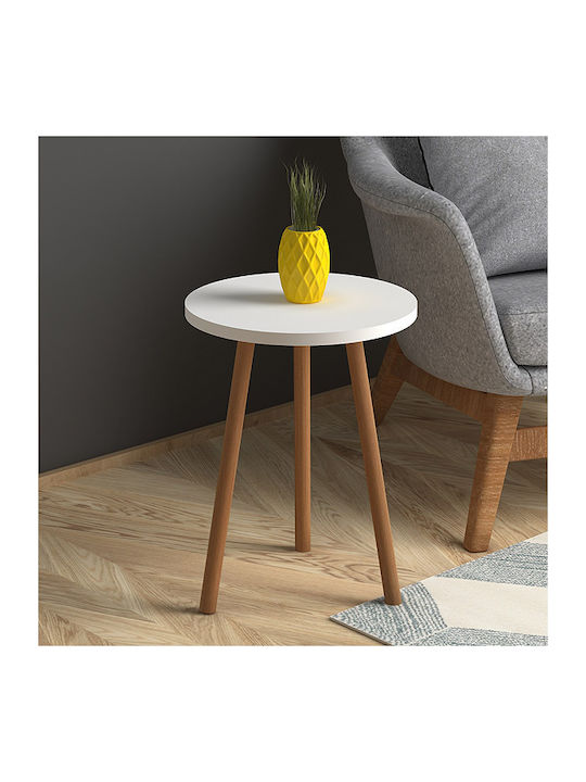 Round Side Table Roma Wooden White M33.5xW33.5xH46cm