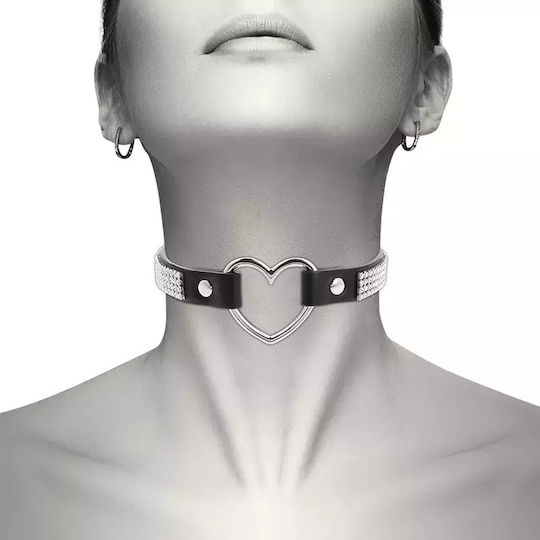 Coquette Hand Crafted Choker Κολάρο Vegan Leather Heart Black