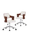 Rotativă Scaun Vizitator cu Brațe & Roți Alb 47.5x53x76cm 2buc
