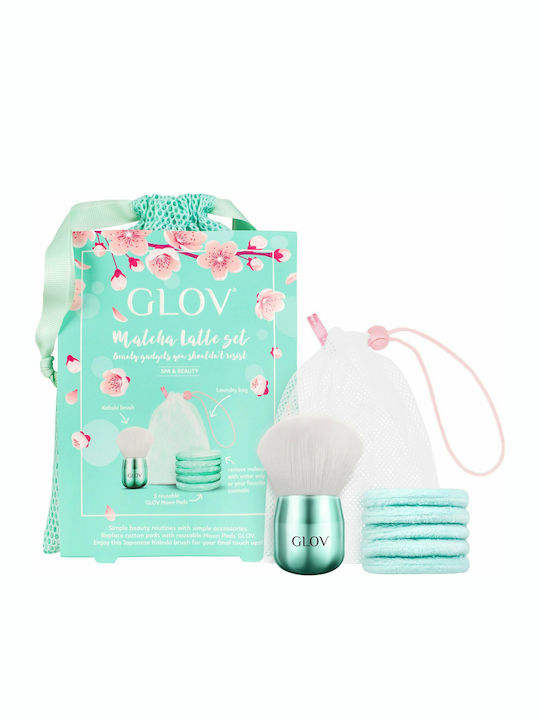 Glov Matcha Latte Moon Pads Set Makeup Remover Pads 5pcs + Kabuki Brush Makeup Brush + Pouch Glov Matcha Latte Moon Pads Set Makeup Remover Pads 5pcs + Kabuki Brush Makeup Brush + Pouch