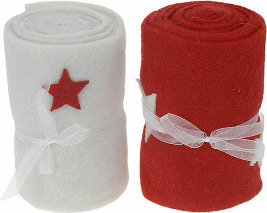 JK Home Decoration Τσόχινο Σετ Χριστουγεννιάτικα Τραπεζομάντηλα Υφασμάτινα Ράνερ Αστέρια 200x15εκ. 2τμχ
