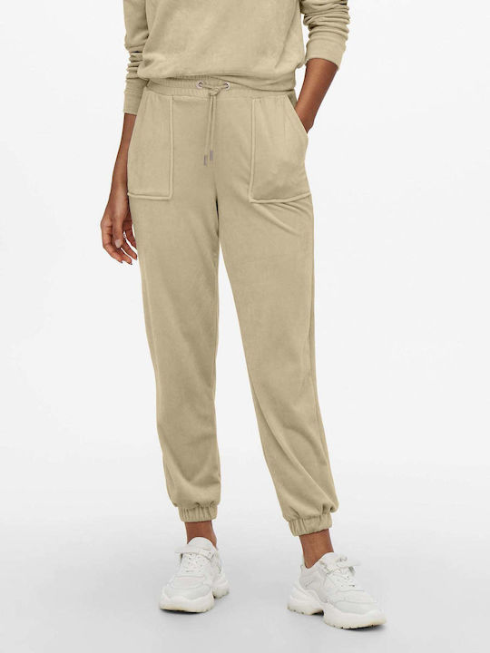 Only Women's High Waist Jogger Sweatpants Beige