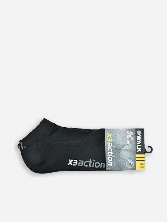 Walk X3 In Action Ανδρικές Μονόχρωμες Κάλτσες Μαύρες 3Pack