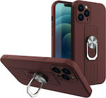 Hurtel Ring Silicone Back Cover Brown (iPhone 12 / 12 Pro)