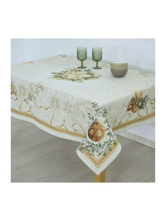 Dimeco 8931 Christmas Tablecloth Fabric Beige L140xW220cm 1pcs