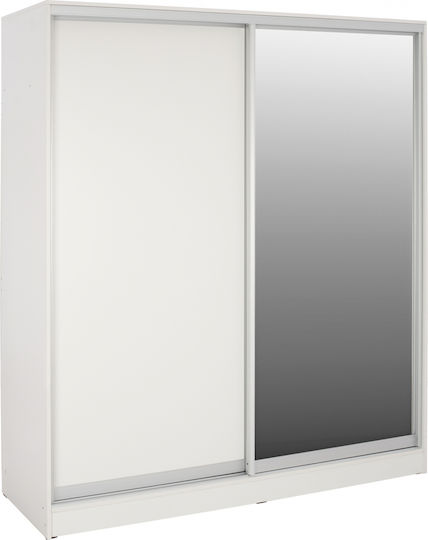 ADLER Δίφυλλη Ντουλάπα Συρόμενη με Καθρέπτη 120x60x220cm Λευκό