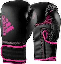 Adidas Hybrid ADIH80 Γάντια Πυγμαχίας από Συνθετικό Δέρμα για Αγώνα Μαύρα/Ροζ