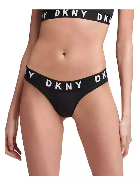 DKNY Βαμβακερό Γυναικείο String Μαύρο