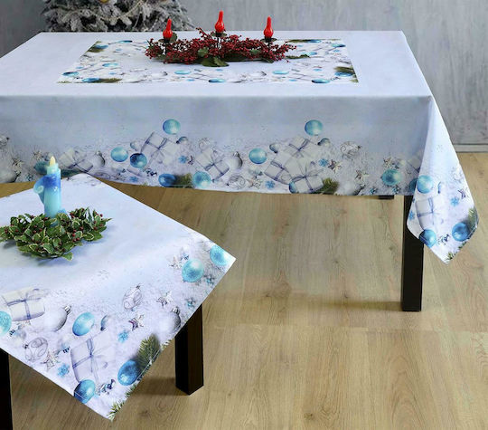Ilis Home Christmas Tablecloth Fabric White L140xW140cm.