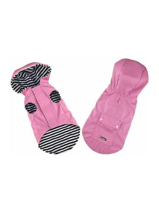 Pet Interest Stripe Lining Pink Waterproof Dog Coat with Hood with 37cm Back Length 50033
