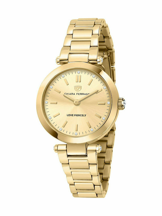 Chiara Ferragni Γυναικείο Ρολόι 34mm Μπαταρίας με Χρυσό Μεταλλικό Μπρασελέ