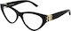 Balenciaga Women's Acetate Butterfly Frame Black BB0172O-001