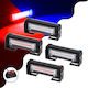 GloboStar Pro Series Waterproof Car Lightbar Police Vehicle Marking Bars for Cars & Trucks 13 Lighting Programs 4pcs LED 10 - 30V 13cm - Red / Blue