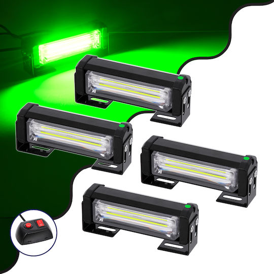 GloboStar Μπάρα Σήμανσης Αυτοκινήτου LED 10 - 30V Αδιάβροχη με Πράσινο Φωτισμό