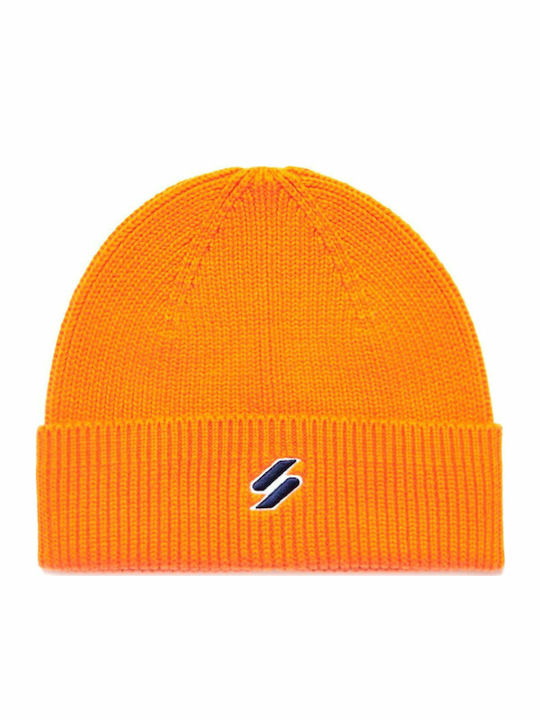 Beanie Männer Beanie mit Rippstrick in Orange Farbe