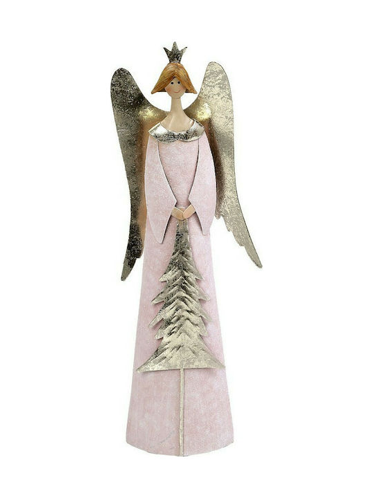 Espiel Christmas Figure Cherub Pink Height 44cm with Golden Wings and Tree