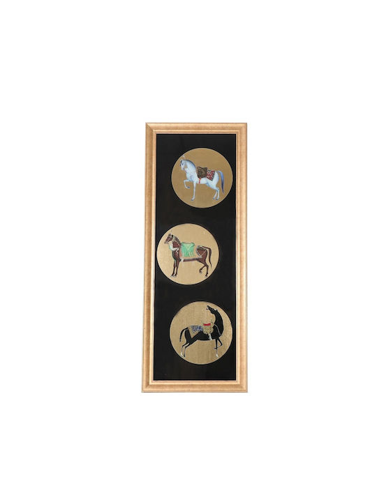 Espiel Άλογα Κάδρο Πλαστικό Χρυσό 50x130cm