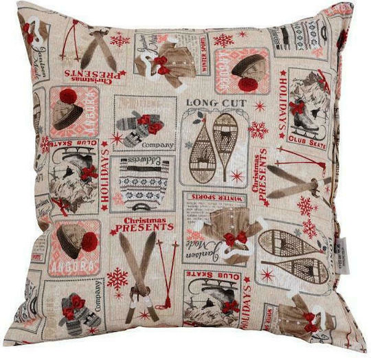 Fylliana Christmas Decorative Pillow Winter Sport Square Multicolour 40x40cm