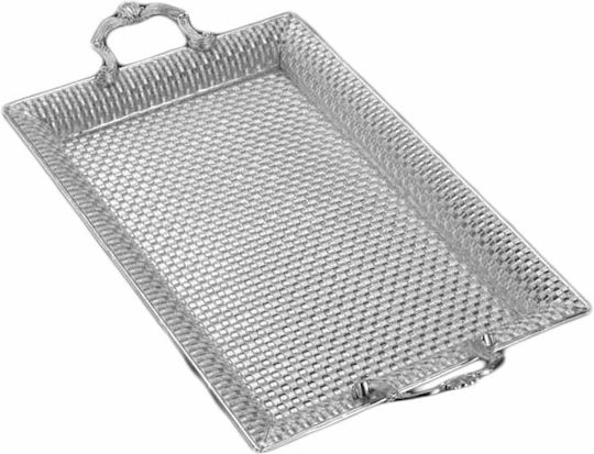 Karvounis Silver Rectangular Serving Tray with Handles in Silver Color 42x28x7cm 19668DM 1pcs
