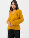 Women's Knitted V mustard with chain