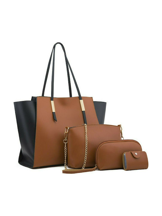 Set Women's Bag Shopper Shoulder Tabac Brown