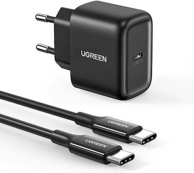 Ugreen Încărcător cu Port USB-C și Cablu USB-C 25W Livrarea energiei Negruς (CD250)